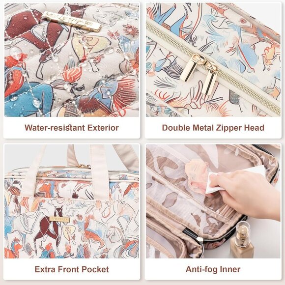 Hanging Travel Toiletry Bag for Women Traveling With Leakproof Compartment Makeu - Picture 7 of 7